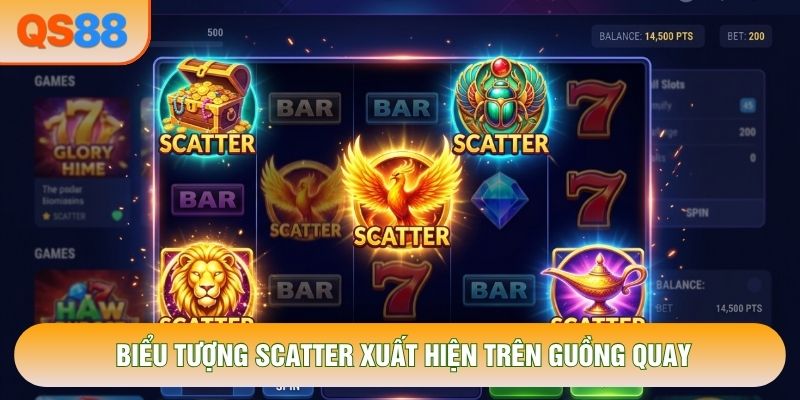 Biểu tượng Scatter xuất hiện trên guồng quay Biểu tượng Scatter xuất hiện trên guồng quay